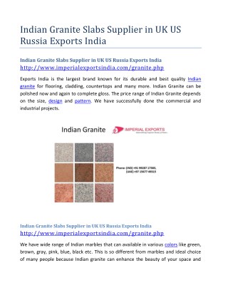 Indian Granite Slabs Supplier in UK US Russia Exports India