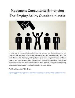Placement Consultants Enhancing The Employ Ability Quotient In India
