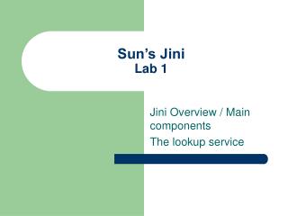 Sun’s Jini Lab 1