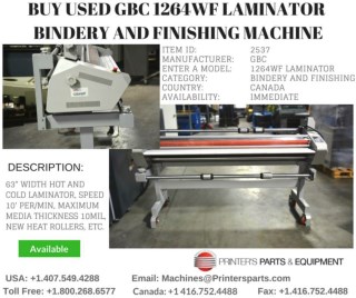 Buy Used GBC 1264WF Laminator Bindery and Finishing Machine