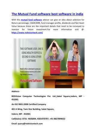 The Mutual Fund software best software in india