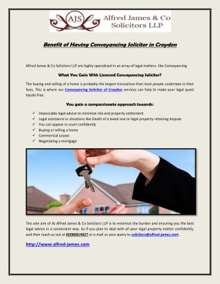 Benefit of Having Conveyancing Solicitor in Croydon