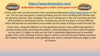 Guide Before taking part in online casino games in UK