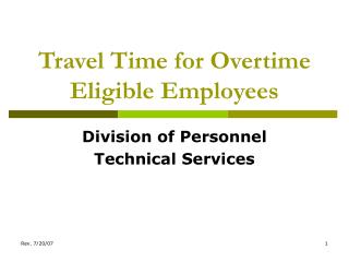 Travel Time for Overtime Eligible Employees