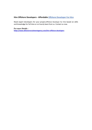Hire Offshore Developers - Affordable Offshore Developer For Hire