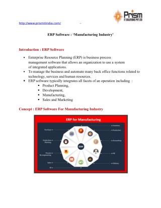 ERP solutions|ERP software for manufacturing industry in pune |PrismIT