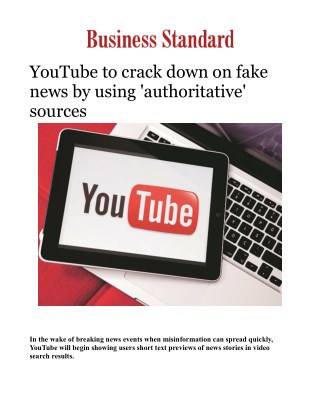 YouTube to crack down on fake news by using 'authoritative' sourcesÂ 