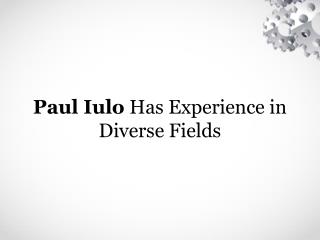 Paul Iulo Has Experience in Diverse Fields