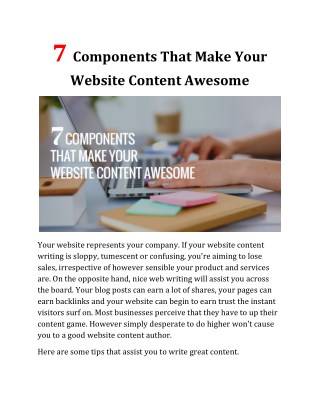 7 Components That Make Your Website Content Awesome