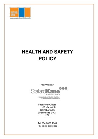 Peter Cox - Health and Safety Policy