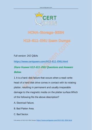 2018 New Cracked Huawei H13-611-ENU Exam Dumps