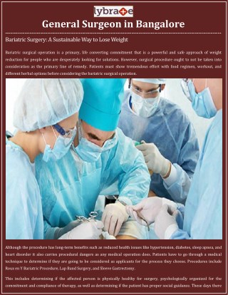 General Surgeon in Bangalore - Lybrate