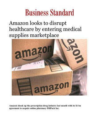 Amazon looks to disrupt healthcare by entering medical supplies marketplaceÂ 