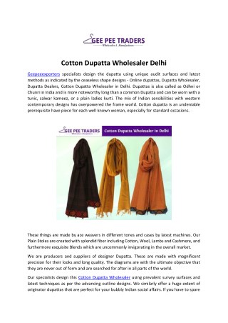 Cotton Dupatta Wholesaler Delhi