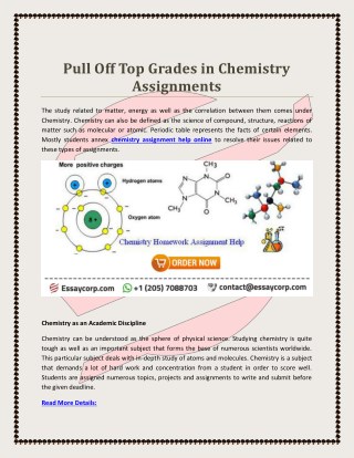 Book your First chemistry assignmet Online with essaycorp.