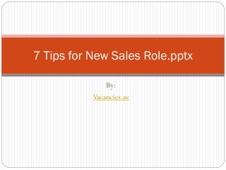 7 Tips for New Sales Role