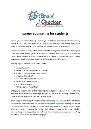 career counseling for students