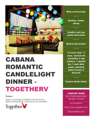 Cabana Romantic Candlelight Dinner - TogetherV