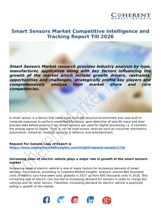 Smart Sensors Market Growth Till, 2018-2026 : Coherent Market Insights