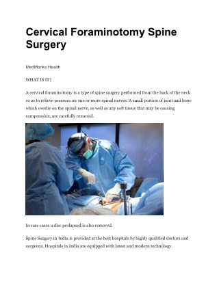 Cervical Foraminotomy Spine Surgery