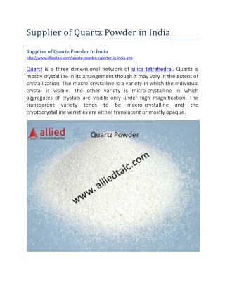 Supplier of Quartz Powder in India