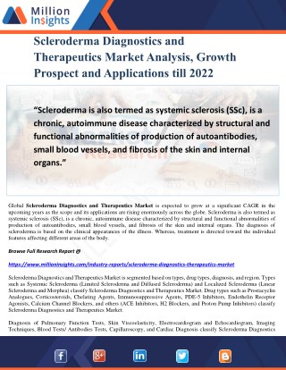 Scleroderma Diagnostics and Therapeutics Market Analysis, Growth Prospect and Applications till 2022