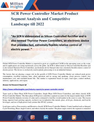 SCR Power Controller Market Product Segment Analysis and Competitive Landscape till 2022