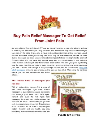 Buy Pain Relief Massager To Get Relief From Joint Pain