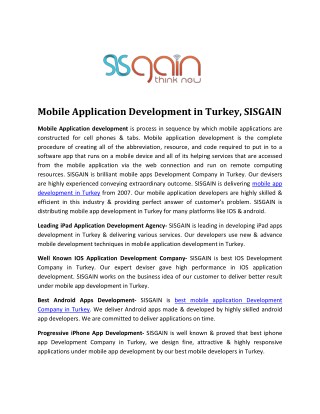 Best Mobile development Agency in Turkey | SISGAIN