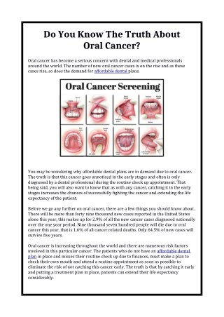 Do You Know The Truth About Oral Cancer