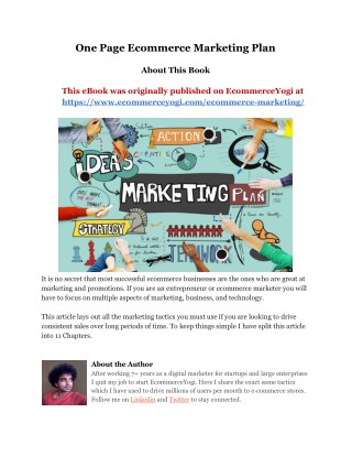 One Page Ecommerce Marketing Plan