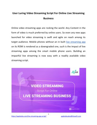 User Luring Video Streaming Script For Online Live Streaming Business