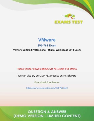 Get VMware 2V0-761 VCE Exam PDF 2018 - [DOWNLOAD and Prepare]