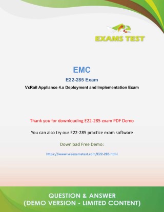 Pass Dell EMC E22-285 VCE Exam PDF 2018 - [DOWNLOAD and Prepare]