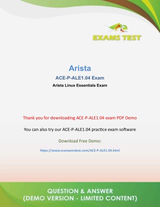 Get Arista ACE-P-ALE1.04 VCE Exam PDF 2018 - [DOWNLOAd and Prepare]