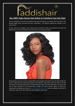 Buy 100% Virgin Human Hair Online to Transform Your Hair Style