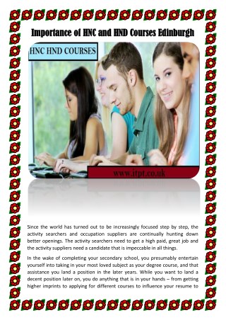 Importance of HNC and HND Courses Edinburgh