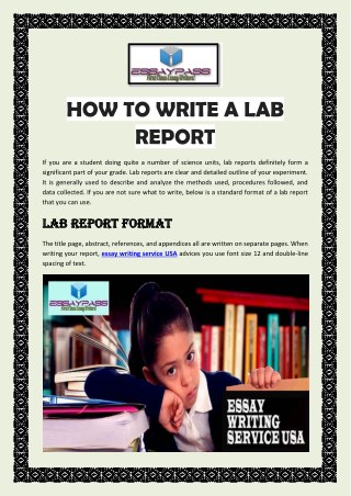 HOW TO WRITE A LAB REPORT