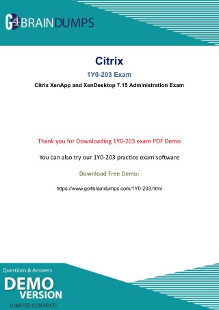 Go4braindumps Actual And Valid Citrix 1y0-203 Exam Dumps