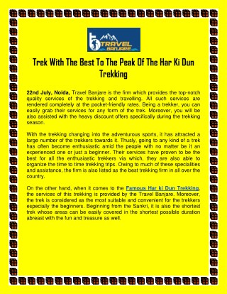 Trek With The Best To The Peak Of The Har Ki Dun Trekking