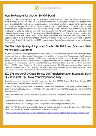 1Z0-976 Oracle CPQ Cloud Management Exam Questions And Answers