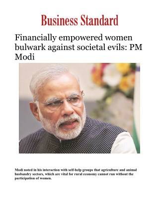 Financially empowered women bulwark against societal evils: PM ModiÂ 