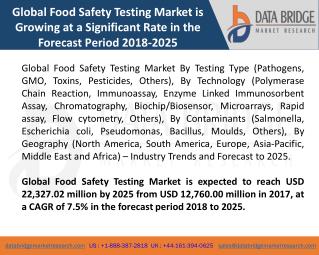 Global Food Safety Testing Market is Growing at a Significant Rate in the Forecast Period 2018-2025