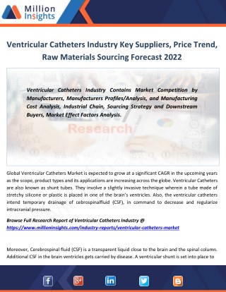 Ventricular Catheters Industry Production Growth by Type, Size, Share From 2017-2022
