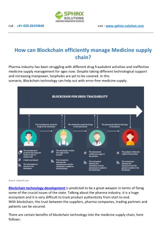 How can Blockchain efficiently manage Medicine supply chain?