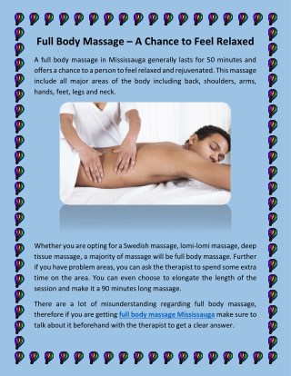 Get Full Body Massage To Relax Yourself