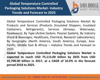 Global Temperature Controlled Packaging Solutions Market is Growing at a Significant Rate in the Forecast Period 2018-20