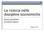 La ricerca nelle discipline economiche