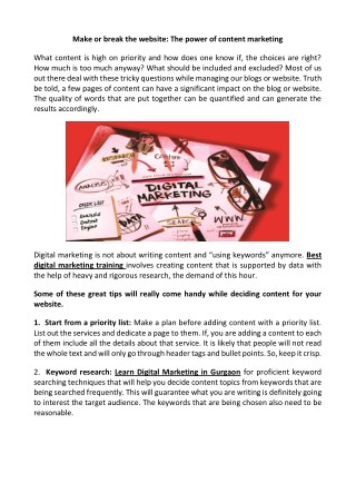 Make or break the website: The power of content marketing