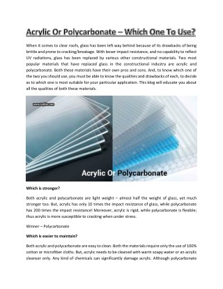 Acrylic Or Polycarbonate â€“ Which One To Use?